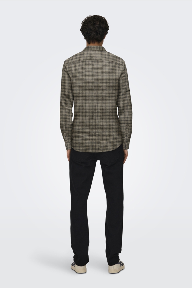 ONSGUDMUND LS CHECKED SHIRT NOOS 22007112 WALNUT/JET BLACK